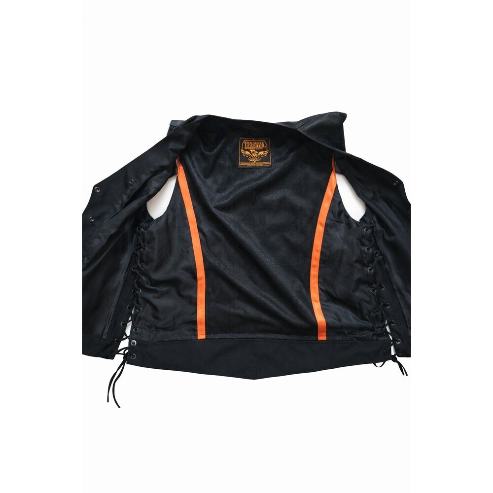 Milwaukee Leather 1254 Women's Black Leather Motorcycle Rider Vest w/ Side Laces - Picture 2 of 11